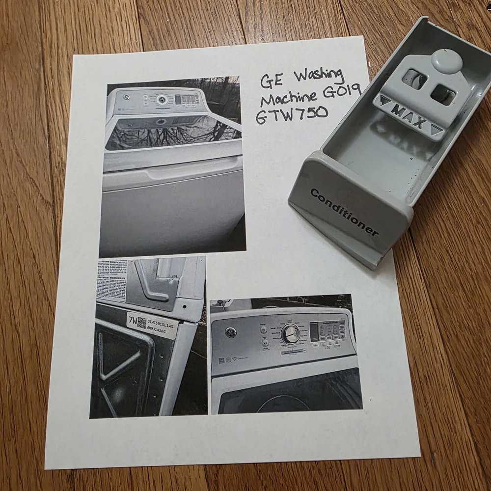 GE Washing Machine  Detergent/Conditioner Dispenser - Light Gray